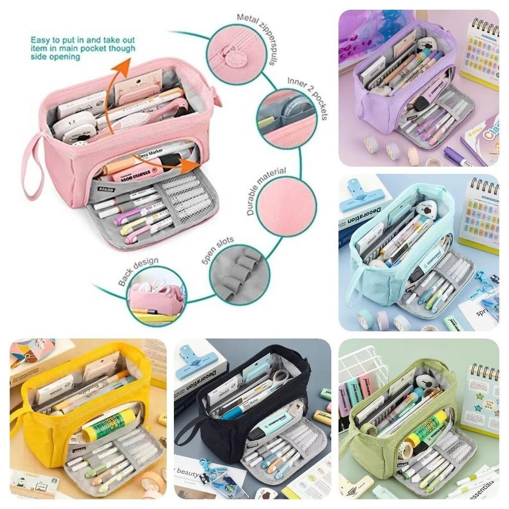 2024 Large Capacity Canvas Pencil Case For Students With Multiple Colors And Compartments