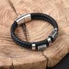 Stainless Steel Leather Bracelet Viking Style Double Layer Braided Rope Unisex Fashion Accessory