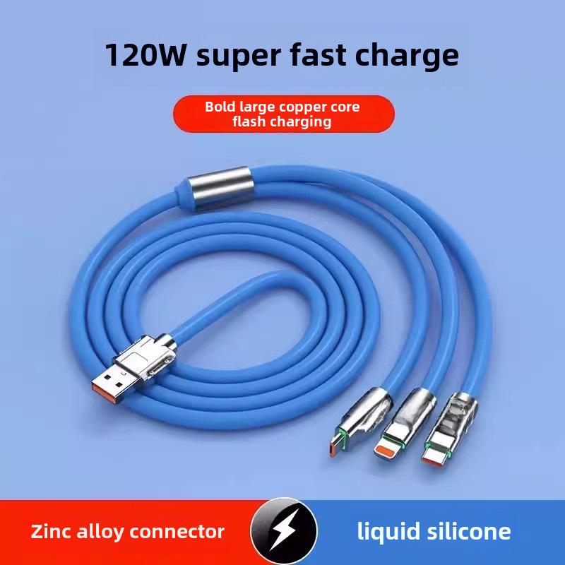 120 W-os három az egyben C típusú szupergyors töltőkábel Androidhoz - autós töltő és adatkábel