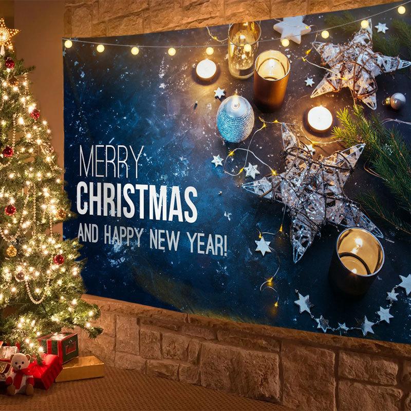 Christmas Tapestry Wall Mount Santa Claus Christmas Tree Fireplace Elk Tapestry Bedroom Living Room Dormitory Wall Decoration