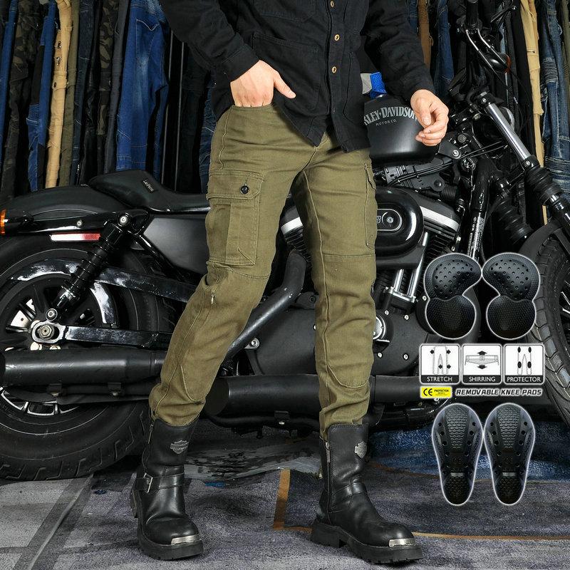 VOLERO+VOLERO+Motorcycle Riding Pants Male+Retro Leisure Motorcycle Commuter Feet Tie Work Wear Anti Drop Pants