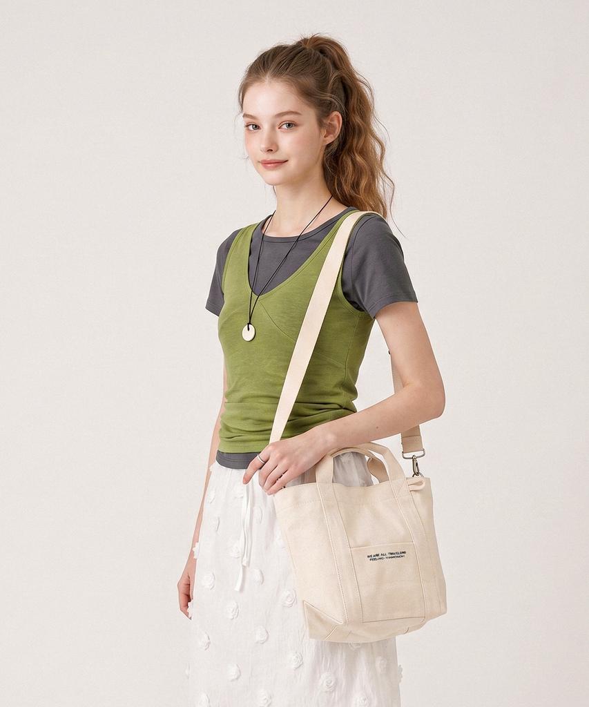 Viamonoh Daily Tote Canvas Bag (Ivory)