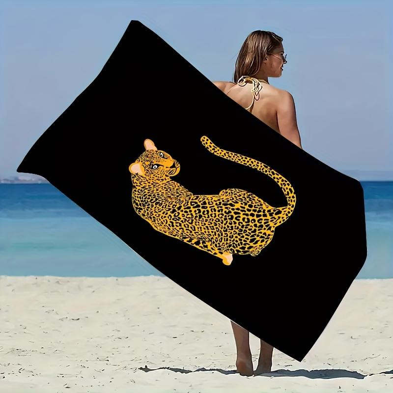1PC Leopard Print Beach Towel, Multifunctional Towel for Beach, Pool, Bathroom, Camping, Travel, Yoga & Fitness