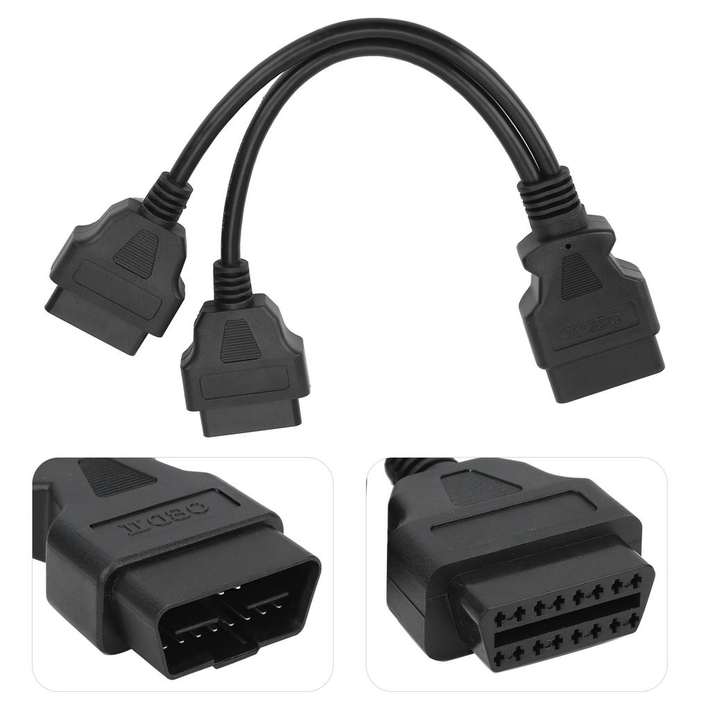 16?Kaištis OBD2 kabelis 1?prie?2 prailginimo skirstytuvo automobilio diagnostikos jungties adapteris, 11,8 colių prailginimo ilgis
