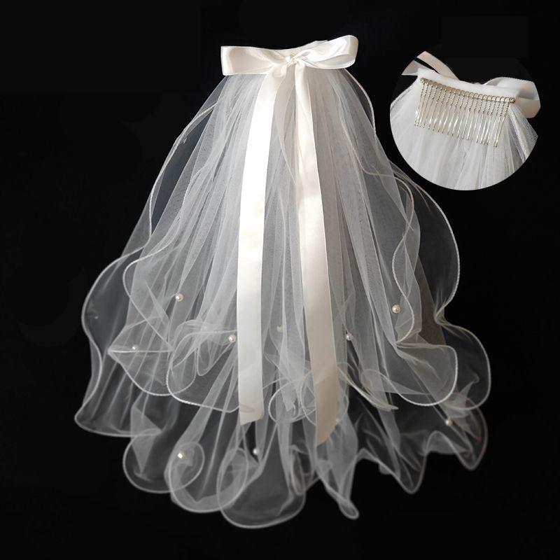 Bridal Woman Luminous Tulle Long Bachelorette Party Wedding  Ribbon Edge With Bowknot For Wedding Party