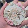 1Pcs Bird Metal Makeup Mirror Emboss Flower Pattern Cosmetic Mirror Exquisite Portable Chinese-style Makeup Mirror