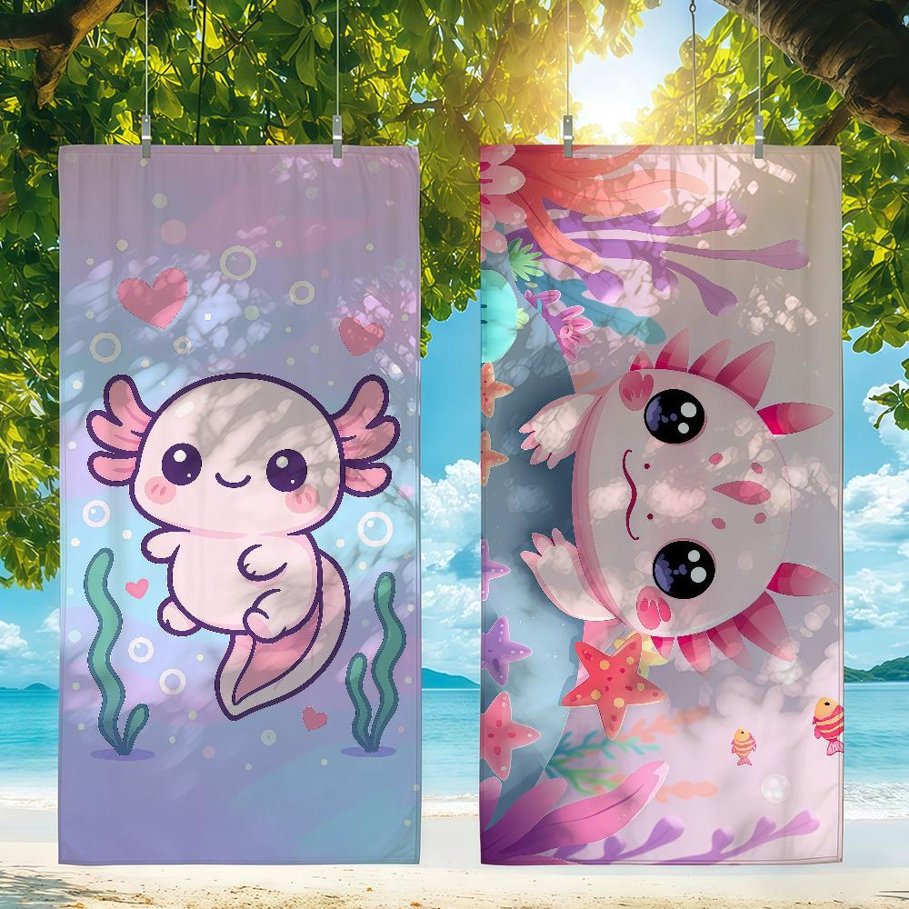 Axolotl Cartoon kawaii ROZE Handdoek Sneldrogende Strandhanddoeken Zijn Geschikt Voor Zwembaden Kamperen Yoga En De Sportschool