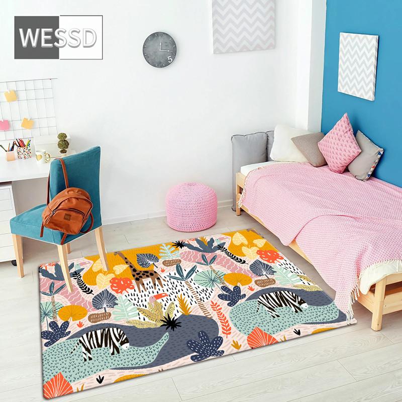Carpet With Cartoon Print Soft Nordic Rug Non-slip Tatami Mat Bedroom Bedside Mat Large Kawaii