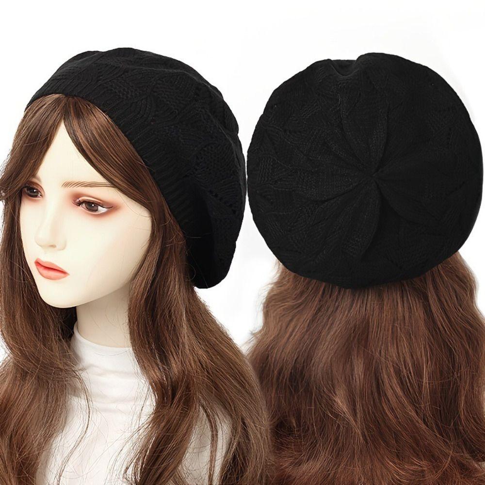 Hollow French Artist Beanie Spring/Summer/Autumn Thin Acrylic Berets Women Knit Beret Hat Outdoor
