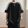 Einfarbiges Studenten-Kurzarm-T-Shirt für Herren Sommer Ins Trendmarke Klassisches Drei-Streifen-Raglanärmel Lockeres Casual Paar-T-Shirt