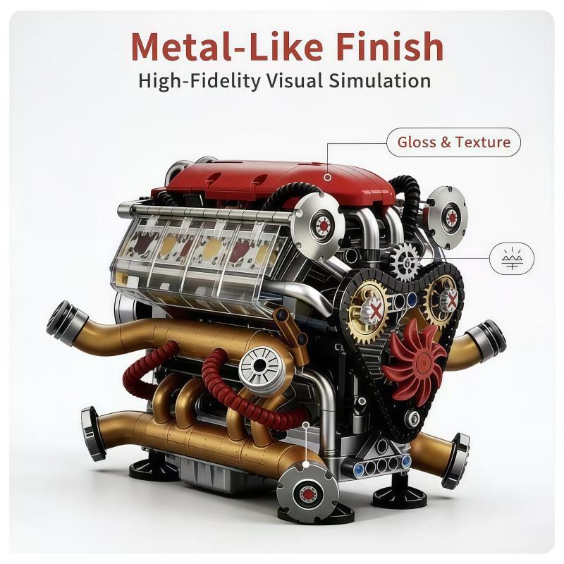 DIY V8 mootori mudeli ehituskomplekt | Metallilaadne viimistlus | Töötav hammasratasülekanne | STEM õppemänguasi | Lauakaunistus kingitus