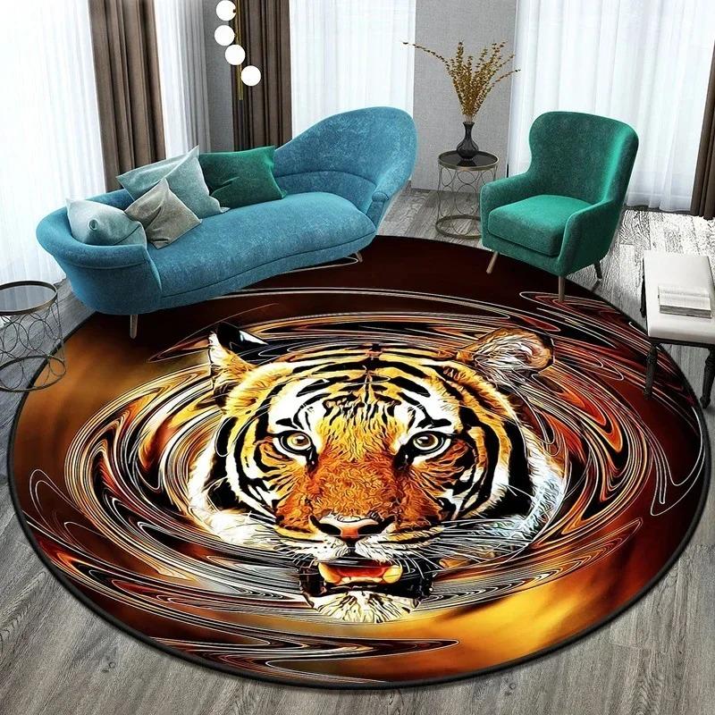 Various Tiger Round Carpet Floor Mat Living Room Rug Prayer Mat Area Rug Children's Decoration Gift Bathroom Floor Home Decor