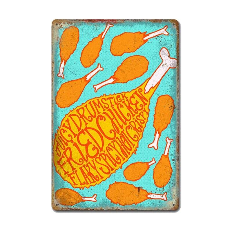 Chickens Tin Signs Metal Vintage Poster Rooster Hens Eggs Retro Plaque Wall Stickers Painting for Farm Door Home Decor