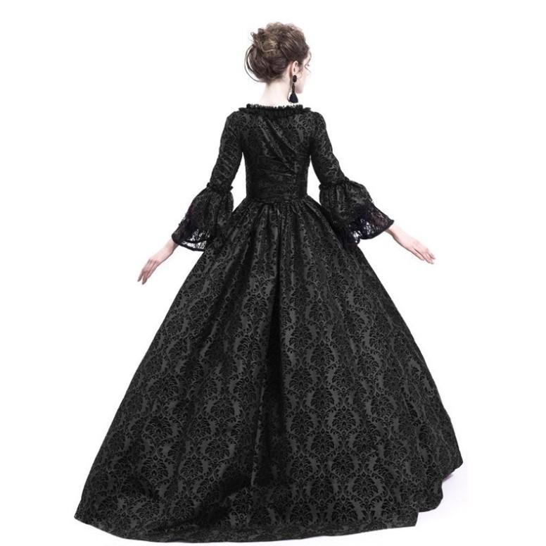 2024 Retro European & American Medieval Lace Patchwork Bell Sleeve Dress