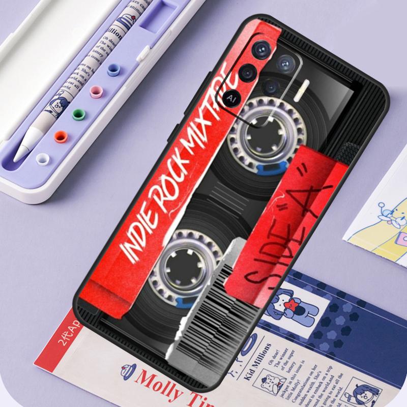 Vintage Cassette Tape Retro Style For Oppo A96 A76 A16 A94 A74 A54 A15 A18 A38 A58 A78 A98 A40 A60 A80 A57 A17 A77 A5 Pro Case