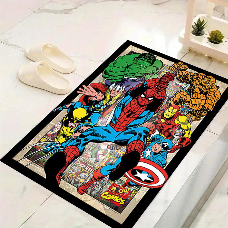 1pc Marvel Avengers Super Heroes Area Rug, Non Slip Floor Mat, Cartoon Character Design, Soft Velvet, Room Decor, Washable