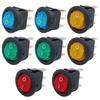 8pcs KCD1 On/Off 3-Pin 2-Position Snap 20A 12V Red LED Round Boat Rocker with LED Househeld DIY Replacement