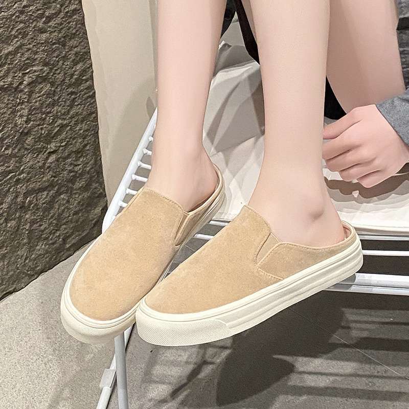 Couple Bag Head Half Slippers Women's Outer Wear 2025 Summer New Versatile Fashion Casual Soft Sole Light Canvas Shoes