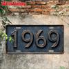 HD Tin Sign Vintage  Retro Rusty License Plate Metal Wall Art Retro Year Number Decor for Bar Man Cave Garage Classic Car