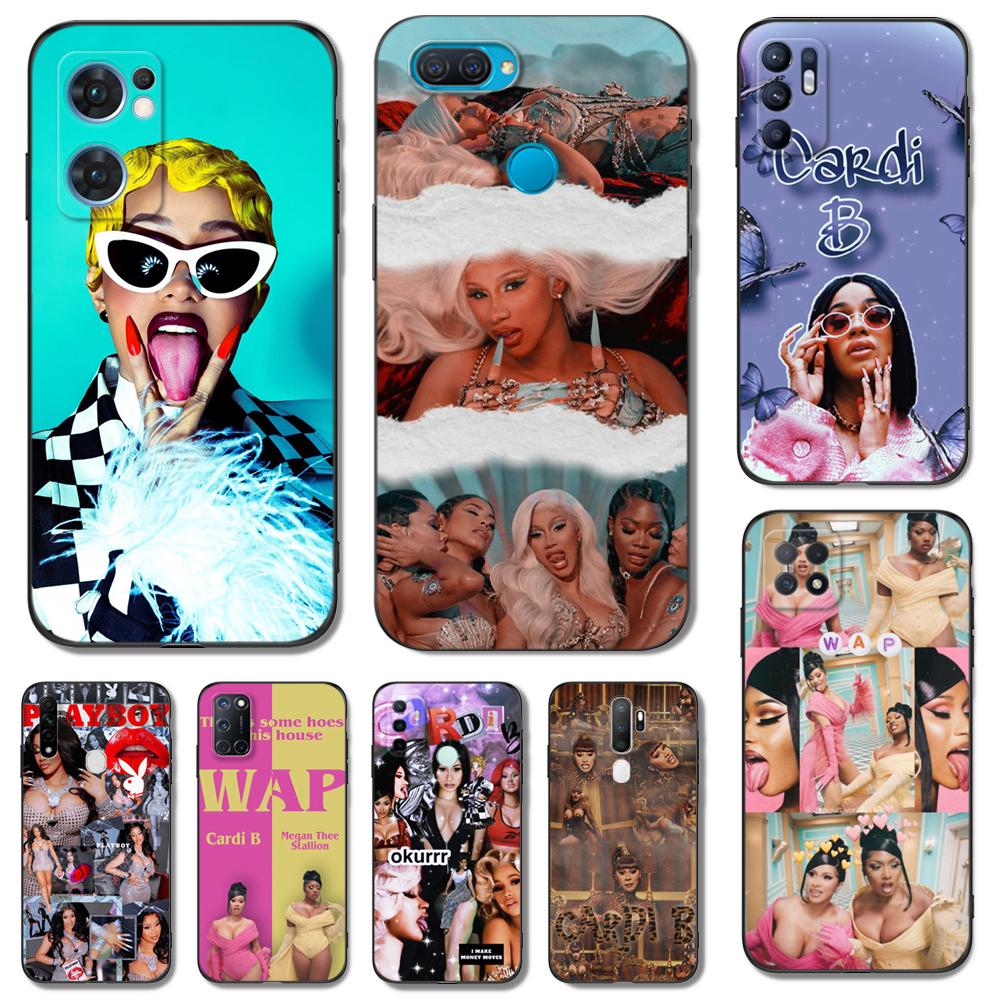 Svart TPU-fodral för OPPO Reno 6 5 3 4 4Z 4F SE 5F 5Z PRO PLUS lite 6 6z 4G 5G Cardi-B