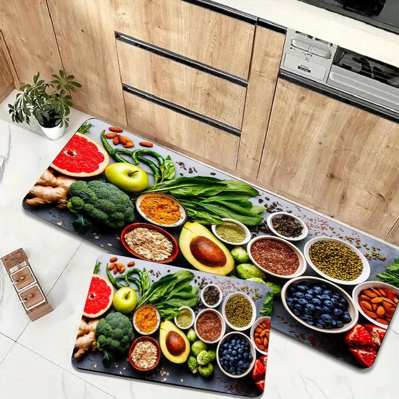 1PC Vegetables Pattern Kitchen Rugs Non-Slip Door Mats Pop Design Living Room Rugs Bath Mat Carpet for Home Sink Laundry Decor