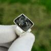 Natural Moldavite Quartz Gemstone Stackable Adjustable Ring 925 Silver For Women