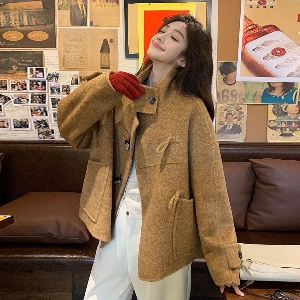 Manteau Chaud Épais en Laine Hiver Automne Mode Veste Ample en Tweed Vêtement d'Extérieur Décontracté Oversize Style Populaire
