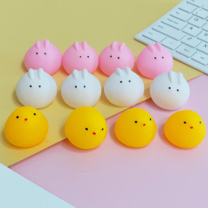 Cute Squeaky Chicken & Rabbit Squeeze Toys, Stress Relief Funny Sound Bath Toys For Kids
