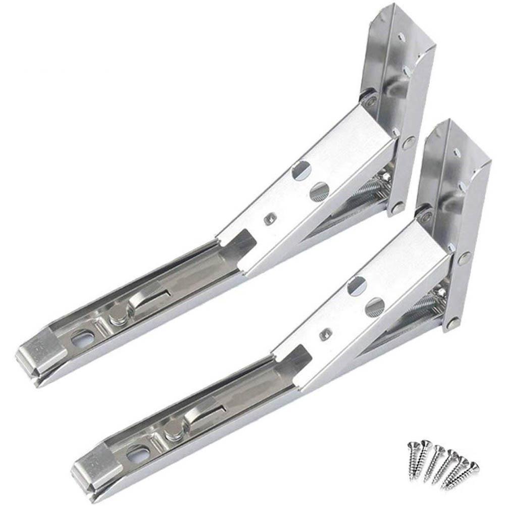 2 pièces Équerres d'étagère pliantes Acier inoxydable Étagère pliante murale pour équerre DIY