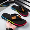 Men Mixed Colors Flip-flops Summer Comfortable Thick Sole Non-Slip Walking Shoes Round Head Lightweight Beach Slippers