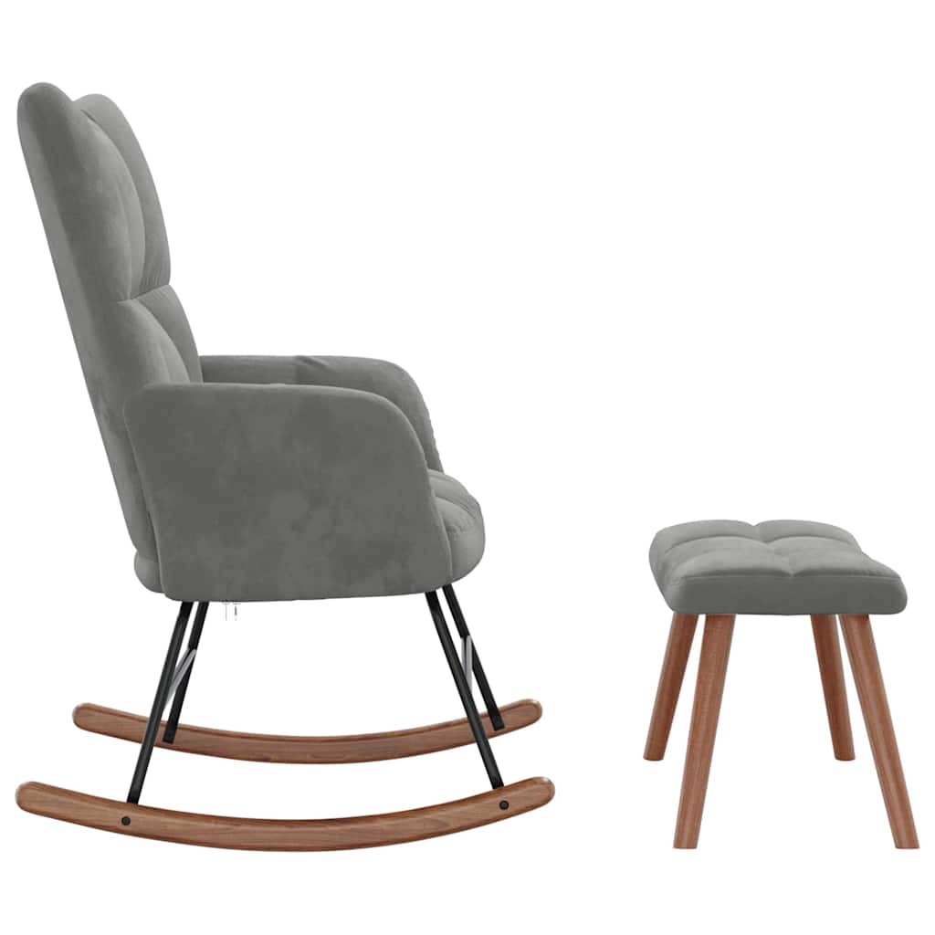 vidaXL Swing Chair with Footstool Velvet Dark Grey