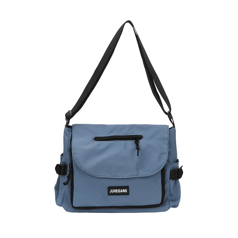 Solid Color Simple Nylon Cloth College Student Canvas Bag Street Locomotive Trendy Core Camp Mailman Bag New Bag