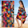 Colorful Geometric Microfiber Beach Towel Abstract Patchwork Bath Towel Quick Dry Sand Free Swimming Blanket for Travel Pool