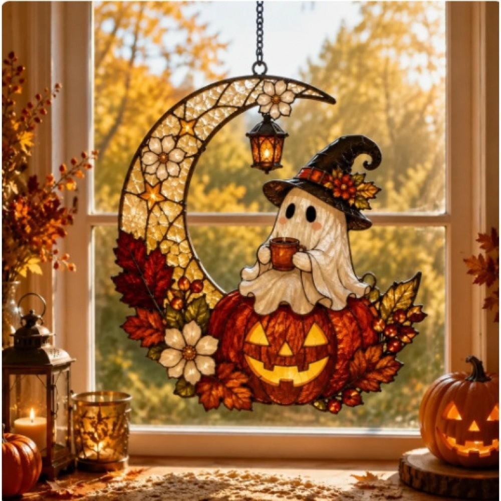 Hanging Halloween Suncatcher 2D Flat Window Hanging Ornament New Acrylic Ghost Pendant Fall Decor