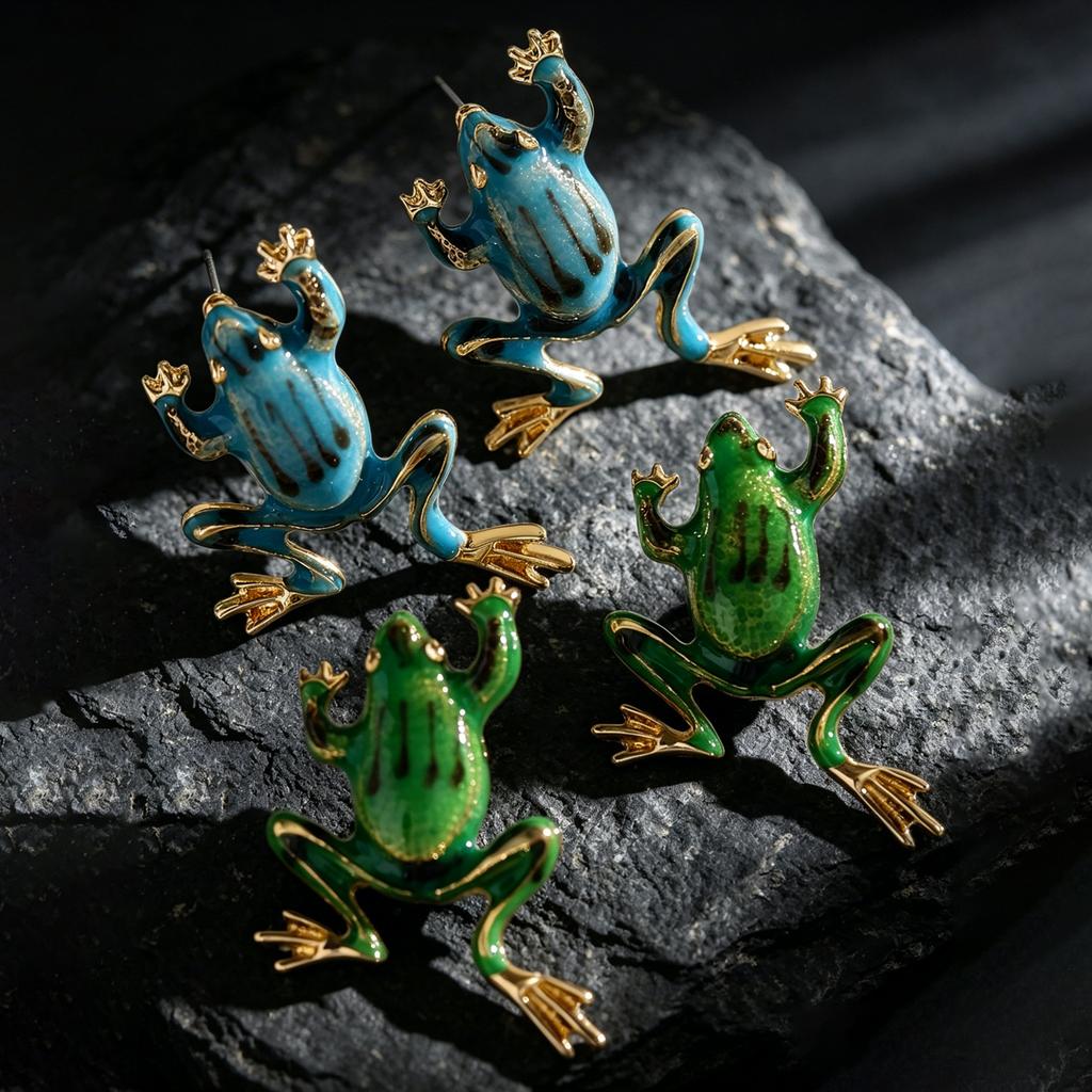 LATS Hip-hop Rock Quirky Cute Cartoon Personality Creative Frog Earrings for Women Jewelry Accessories Gifts