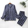 Pajama Men Clothing Collections for Spring Autumn and Winter Long-sleeved Trousers Suits Brushed Cloth Cotton Plaid Pajamas Men Suit