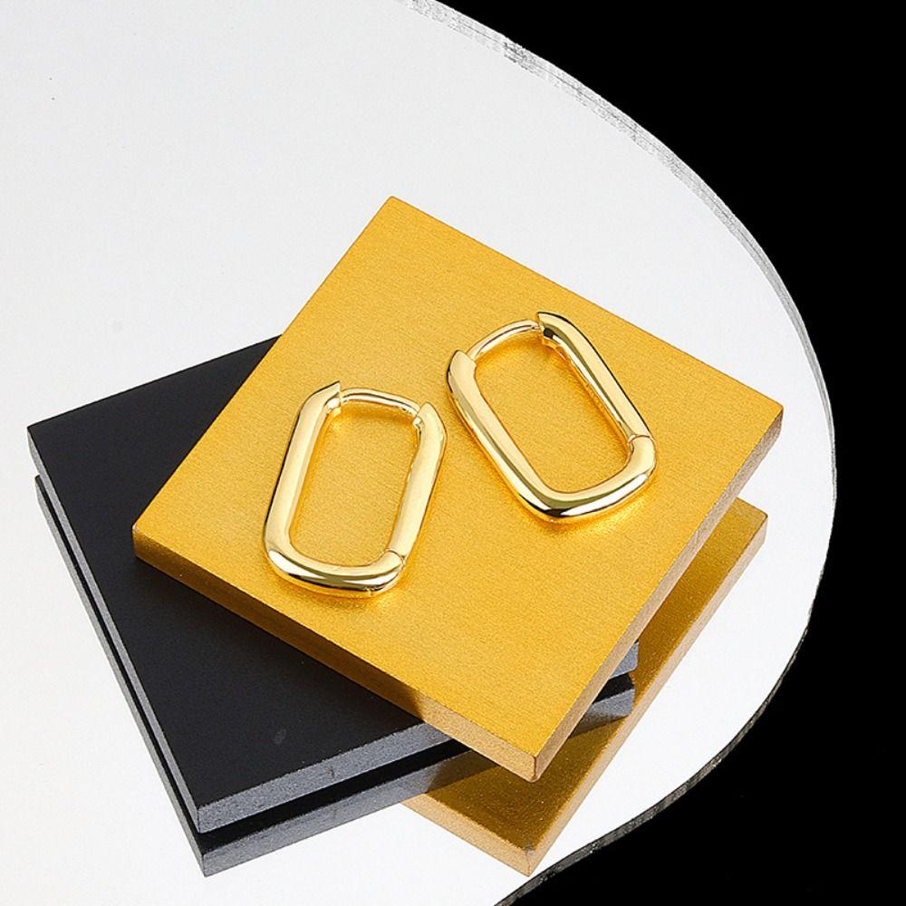 Copper Geometric Line Elliptical Earrings Gold/Silver Vintage Square Statement Earrings Women