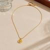 Collana a Catena Spina di Pesce in Acciaio Inossidabile Placcato Oro con Ciondolo a Cupola Rotonda per Donna