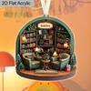 Acrylic Charm Vintage Bookstore Scene Pendant for Book Lovers Room Decor Backpack Accessory Key Pendant Back-to-school Season Gifts