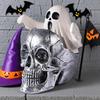 Mini Tête de Mort avec Figurine Fantôme Tête de Squelette Effrayante Décoration d'Halloween Fantôme pour Porche Gothique Intérieur Bureau Table Dessus de Cheminée