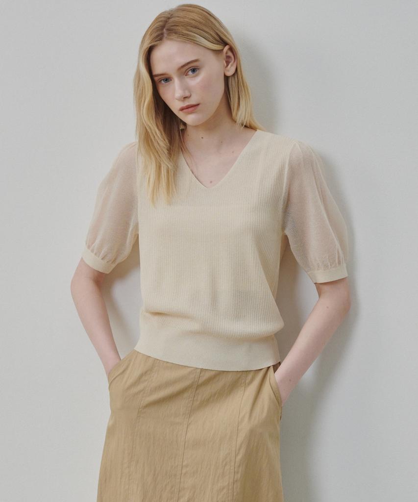 Ollibeudeollibeu Contrast Sleeve V-Neck Pullover Ok6Mp6110