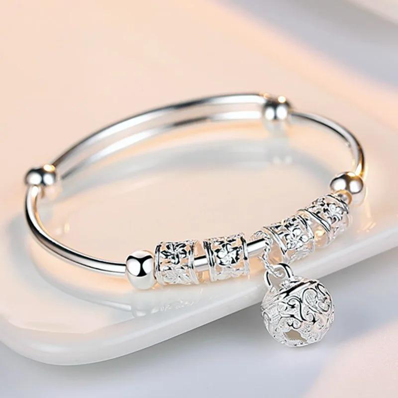 Bracelets en argent Sterling 925 avec cloches creuses et boules réglables, cadeaux de vacances à la mode, bijoux de fête de mariage