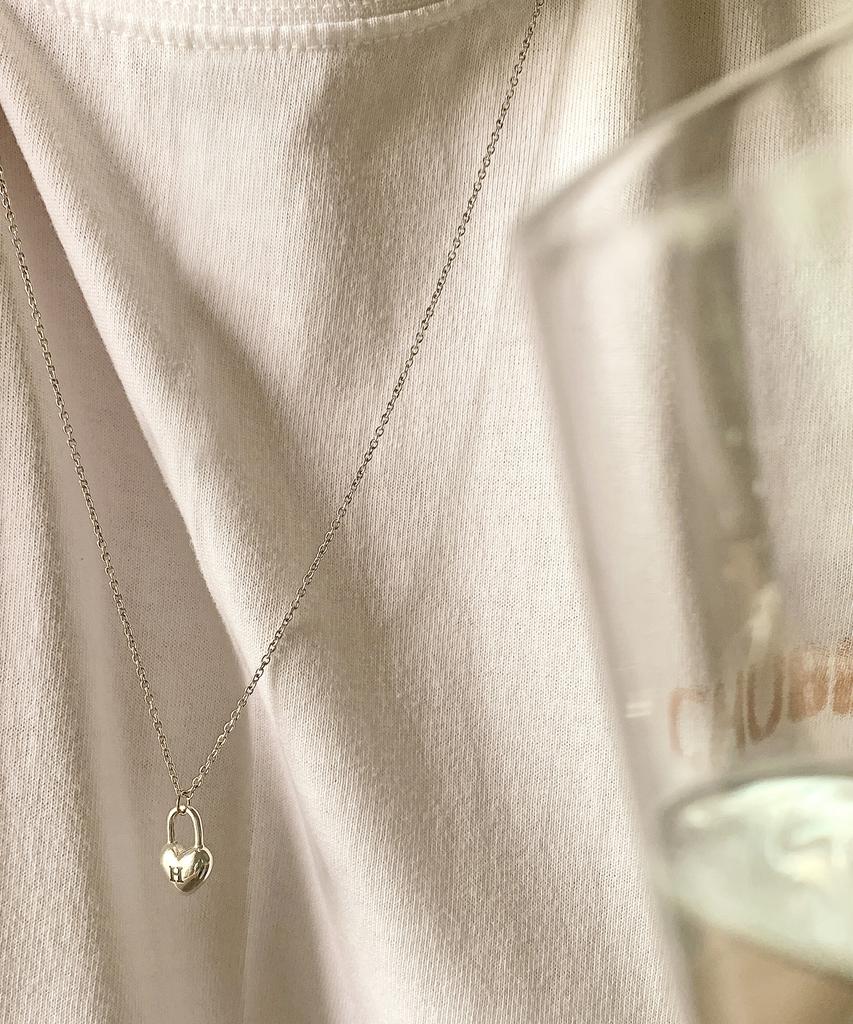 Code.H (Silver 925) Volume Heart Lock Initial Necklace (Type A)