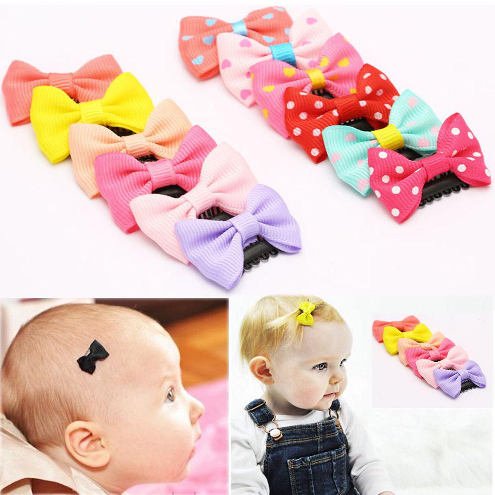 10PCS Cute Hair Accessories Infant Newborn Baby Hairpin Bow Headwear Mini Hair Clip