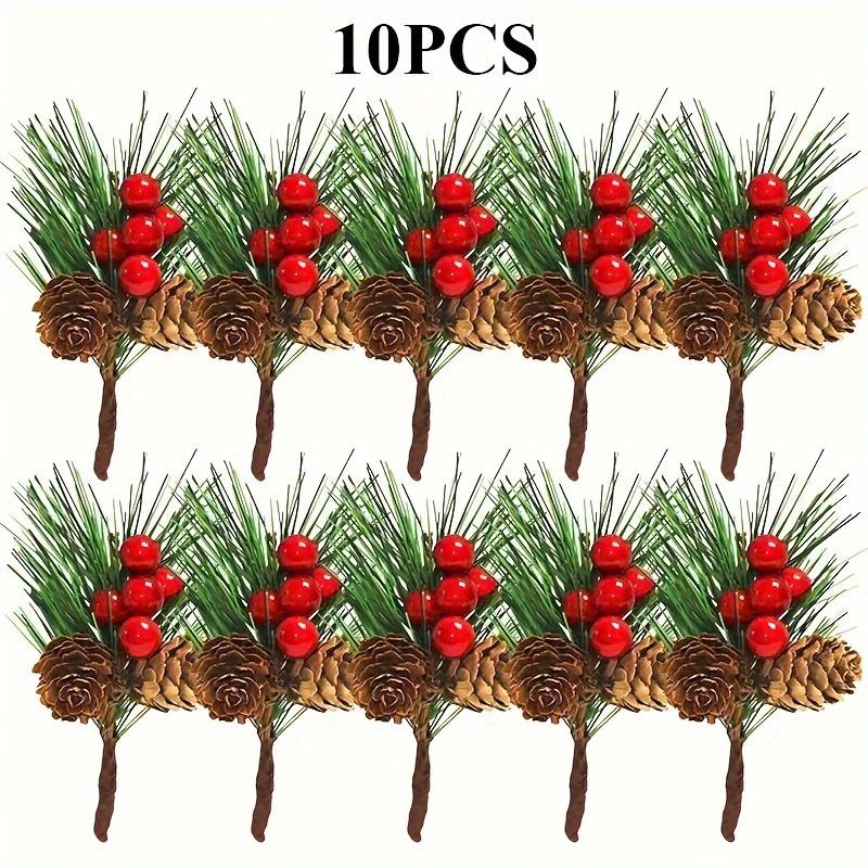 20PCS/10pcs Artificial Berry Picks, Holly Branches for Tree Decor, Pine Needle Branches,Mini Decoration