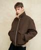 Sperone Oversized Minimal Pocket Zip-Up Shearling Jacket (Brown)