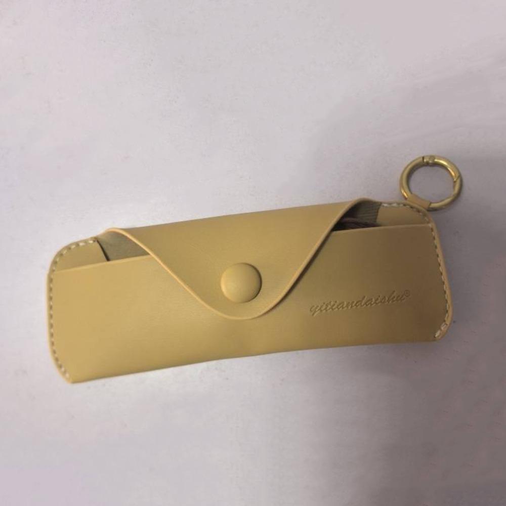 Snap-fastener Sunglasses Bag PU Leather Eyewear Protector Solid Color Eyeglass Pouch  Boys Girls