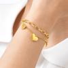 Dubbellaags Liefdes Bedels Hart Schakel Armband Vrouw, Roestvrij Staal Cubaanse Ketting Verstelbaar, Waterdichte Sieraden Hypoallergeen