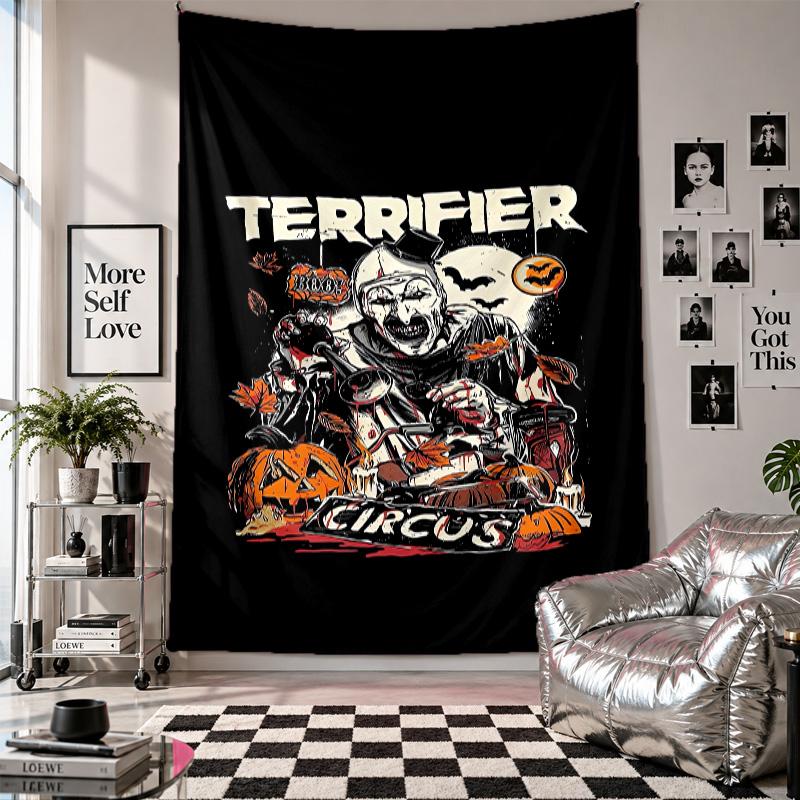 Wall TapestryTerrifier Art the Clown Art Hanging Cloth Decorative Background Cover for Room Decoration