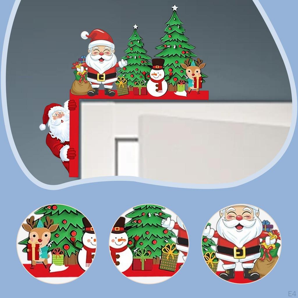 Christmas Door Corner Decoration Frame Holiday Decor Wall Snowman Wood Ornament for